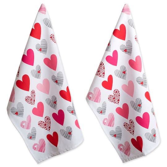 DII&#xAE; Hearts Collage Printed Dishtowels, 2ct.